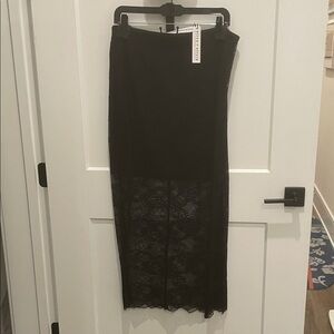 NWT alice + olivia Iyanna Black Lace maxi mini Skirt size 14